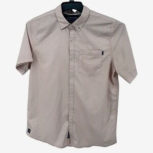 William Murray Shirt Large Golf Mens Short Sleeve Button Down Pink Orange Trophy